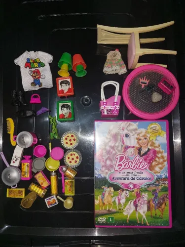 Lote Acessórios Barbie Original e Genérico +DVD