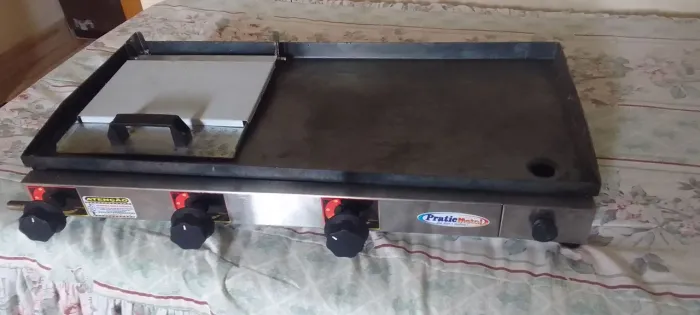 Chapa para lanches 3 queimadores marca pratic metal baixa pressão