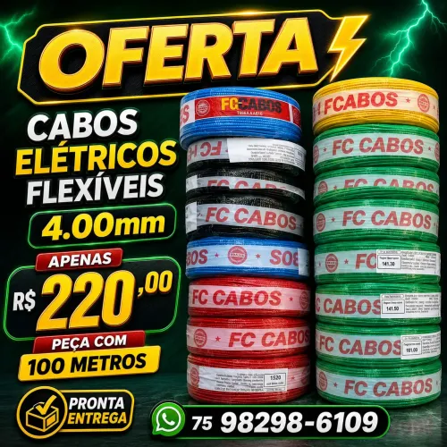 Cabos elétricos 4.00mm - Oferta - Peças c/ 100m