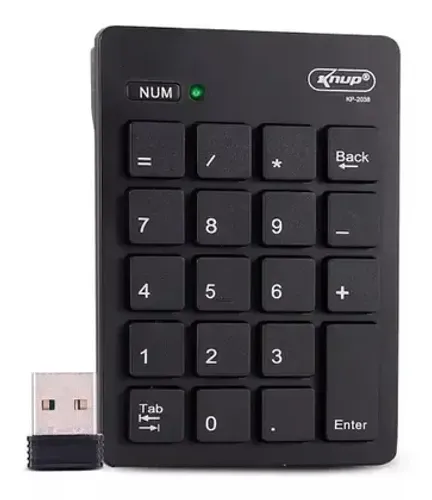 Teclado Numérico Sem Fio Knup KP-2038 2.4GHz Preto