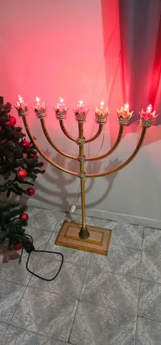 Castiçal Candelabro Menorah Judaico Cristão
