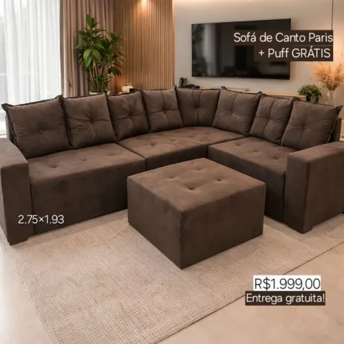 PROMOÇÃO URGENTE - Sofá de Canto GIGANTE Paris Marrom