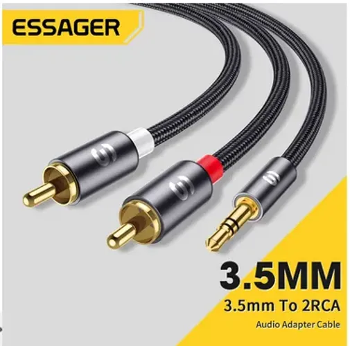 Cabo de áudio rca Essager estéreo 3.5mm para 2rca