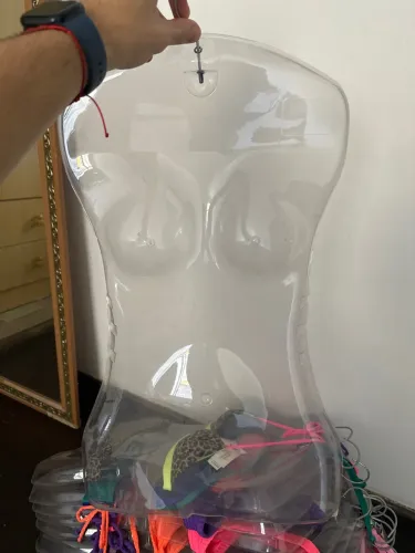 Cabide manequim de busto feminino em PVC transparente