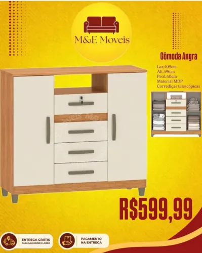 Cômoda com gavetas nova e com entrega grátis