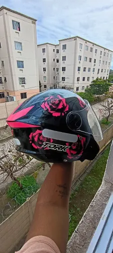 capacete pro tork new preto com rosa