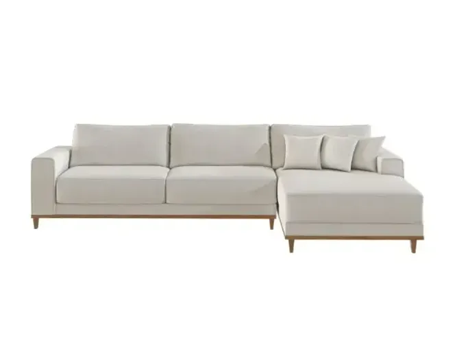 SOFÁ FIXO COM CHAISE ( LINHO, NOVO)