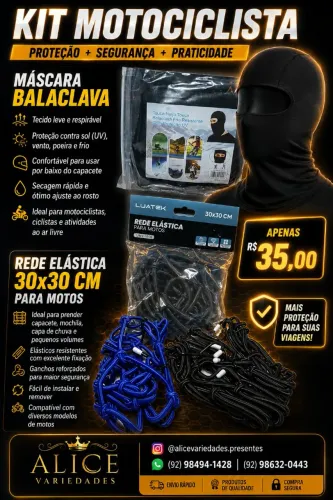 Máscara Balaclava + rede para capacete