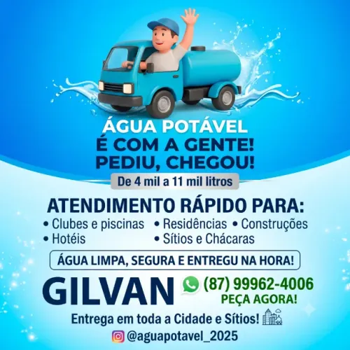 VENDE-SE ÁGUA POTÁVEL - Carrada de 4 mil a 11 mil Litros