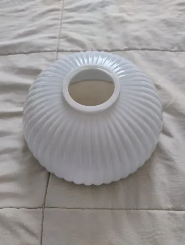 Cúpula para Luminária Lustre Leitosa Frisada Opalina