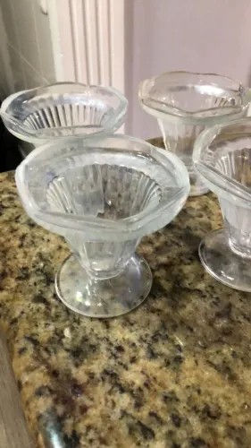 4 taças de vidro vintage para sobremesa