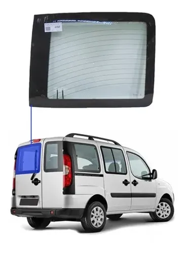 Vidro Fiat Doblo Vigia 2002 - Verde Esquerdo - Desembaçador Térmico / Grande / Serigrafia