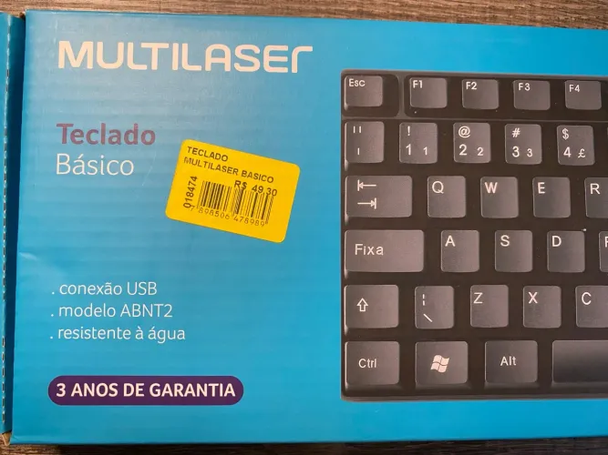 Teclado USB Multilaser na Caixa