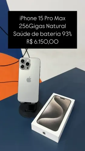 iPhone 15 Pro Max 256GB Natural Saúde de bateria 93% R$ 6.150,00 Semi Novo | Loja Fisica 