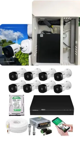 Kit CFTV Câmeras HD 1080p  Canais + HD 500GB + Acessórios