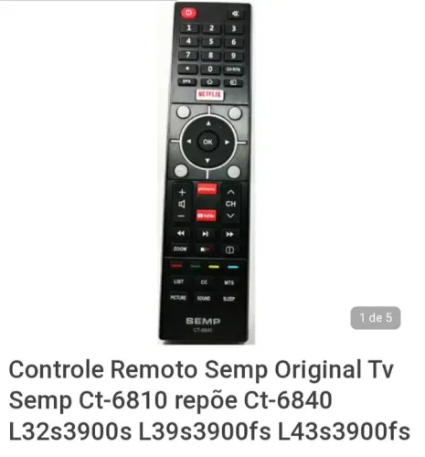 Controle remoto original Semp ct6840 smart
