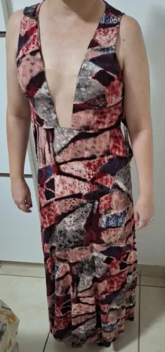 Vestido estampado longo vinho