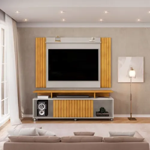 Painel Extensivel Trend Bali.Cedro com Rack Tomy Bali.Cedro Frete Grátis - Até 12x