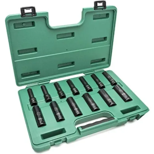JOGO DE SOQUETE DE IMPACTO LONGO 1/2POL 10MM A 24MM C/13PCS-Sata