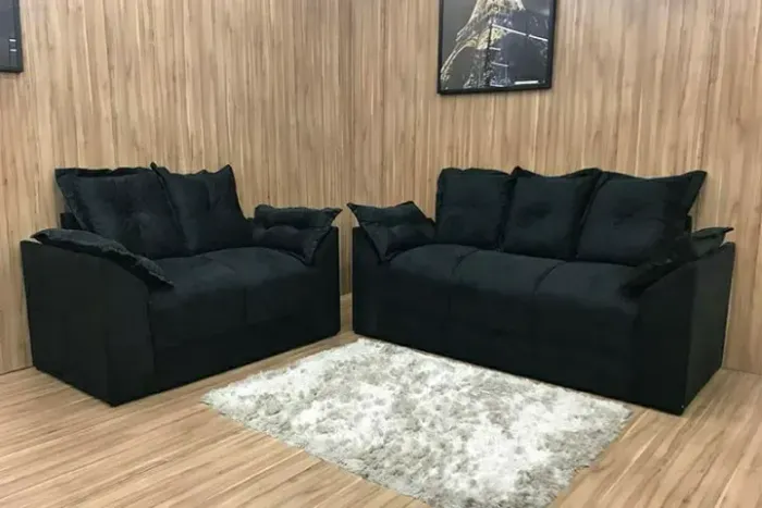 Conjunto Sofá 3 e 2 Lugares VD + Puff de Brinde - Novo na Caixa