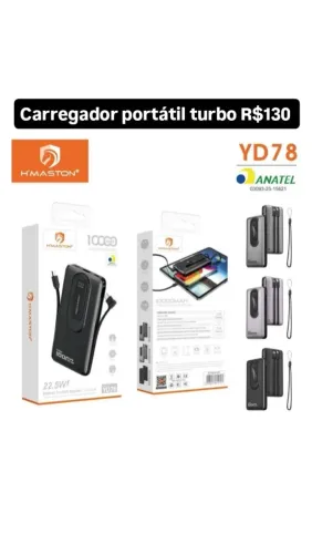 Carregador portátil turbo 22.5W