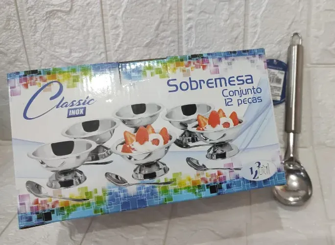 Kit sobremesa com colher de sorvete