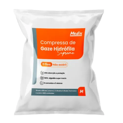 Gaze 11 fios Pacote c/500 compressas 