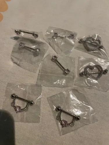 Piercings de seios com strass - 9 peças