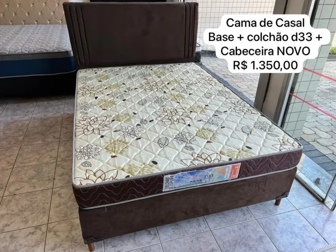 CAMA CASAL- COLCHÃO D33+ BASE + CABECEIRA
