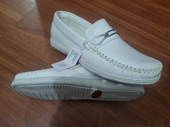 Sapato 100%  couro Comparini branco sem cadarço <br>