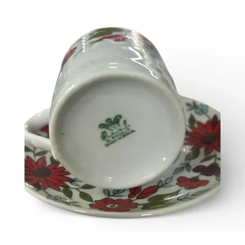 Jogo de chá 6 xícaras com pires porcelana real 
