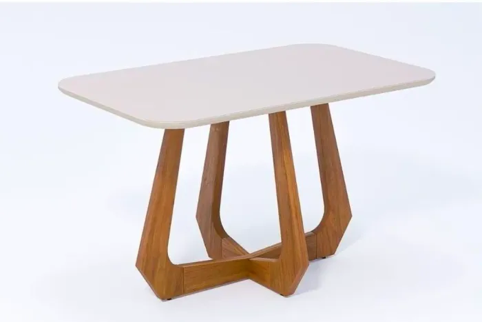 Mesa Bromélias 1,30 tampo vidro offwhite 