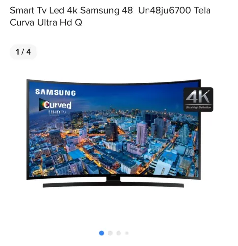 Smart TV LED 4K Samsung 48" Un48ju6700 Tela Curva