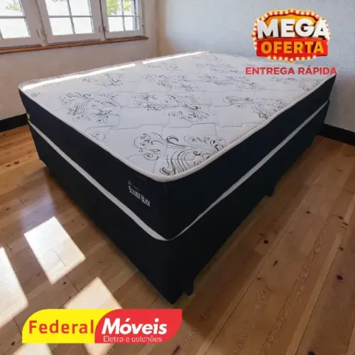Cama Box Casal 1,38x188cm Base + Colchão c/ Molas - Campeã de Vendas!