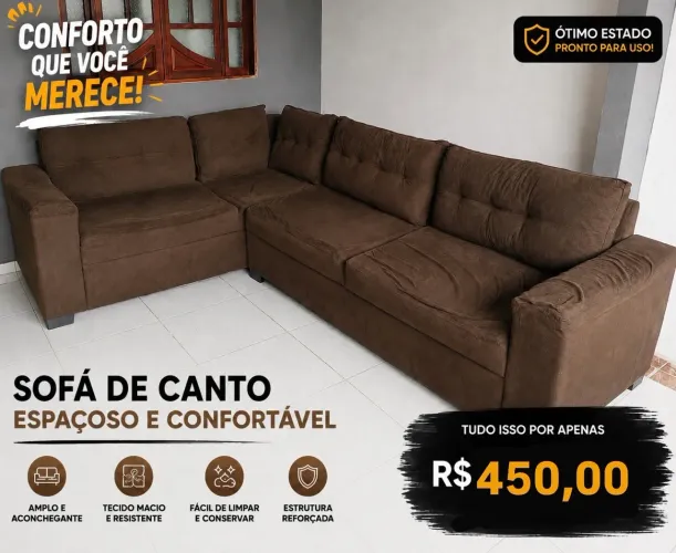 Sofá de canto 5 lugares em ótimo estado - R$450,00