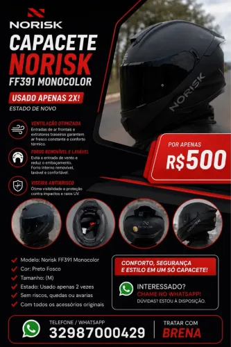 Capacete noriske preto fosco 58 usado 2x