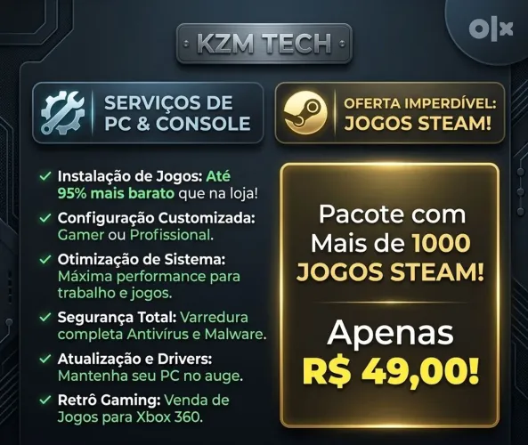 Serviços para PC, otimização para PC, mais de mil jogos Steam por 49 reais!