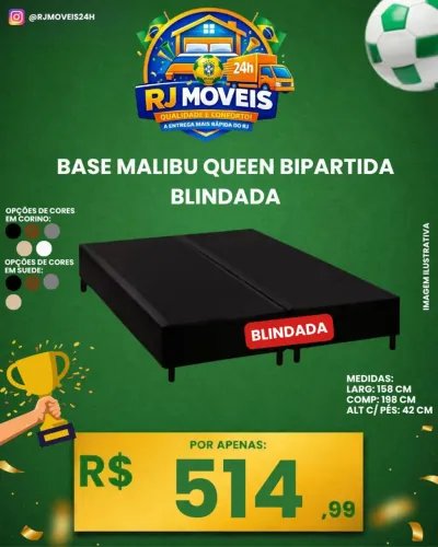 Base cama Queen bipartida e blindada Suede ou Corino em várias cores / pague na entrega