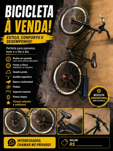 ? Bicicleta à Venda ? BICICLETA PRETA À VENDA!
