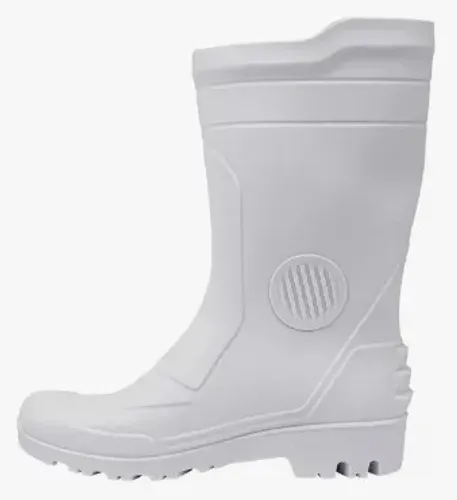 Galocha Impermeável Bota Borracha Branca Cano Médio PVC Pega Forte/Vulcaflex