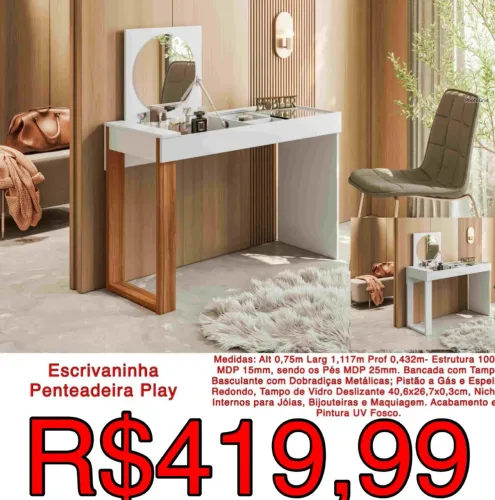 Camarim penteadeira / escrivaninha Play 2 em 1 / frete grátis / pague na entrega