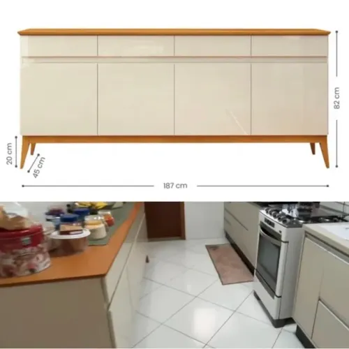 Buffet Aparador Grande 1,87m - Design Moderno e Sofisticado
