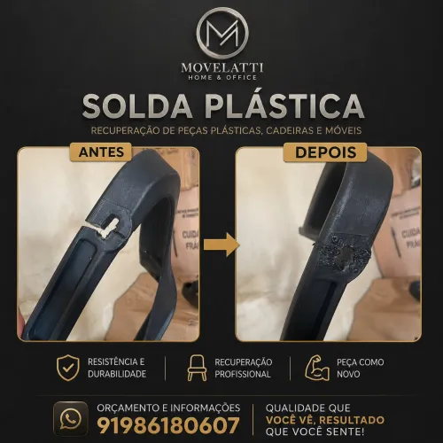 Solda plástica para peças de cadeiras e outros objetos. 
