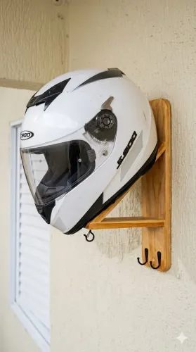 Suporte de Parede Premium para Capacete - Organização, Estilo e Sofisticação!