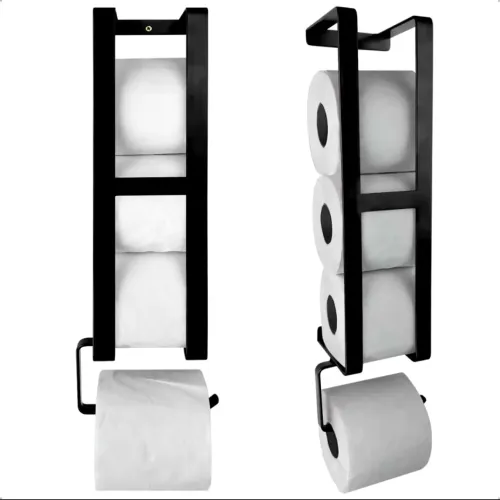 Suporte Porta Papel Higiênico de Parede 4 Rolos Aço Metal
