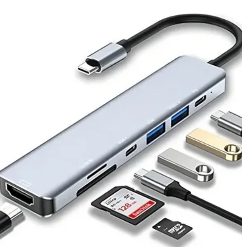 Adaptador Hub Usb Tipo C 7 Em 1 Hdmi Notebooks Celulares -z1544