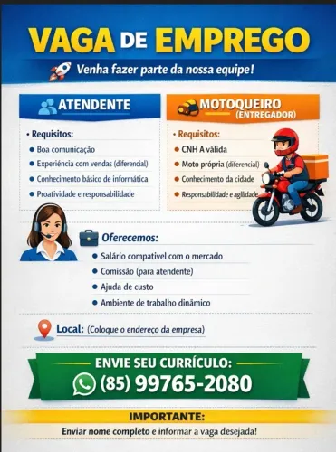 MOTOQUEIRO E ATENDENTE 