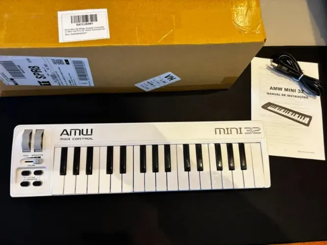 AMW Mini 32 White Teclado controlador midi USB 32 teclas Ac Cartão, Entrego 