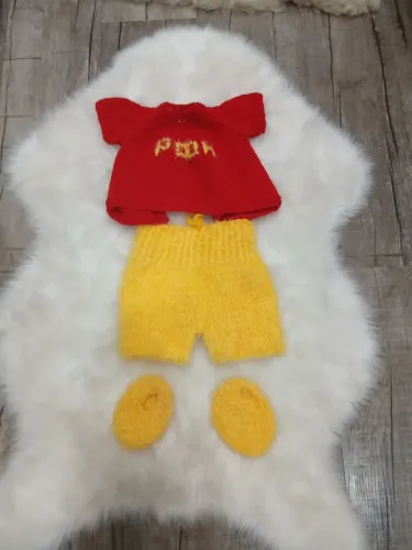 Fantasia de Crochê do Ursinho Pooh Menino de 3 a 6 Meses.