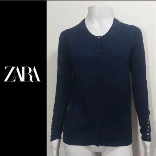 ZARA casaquinho tricô azul